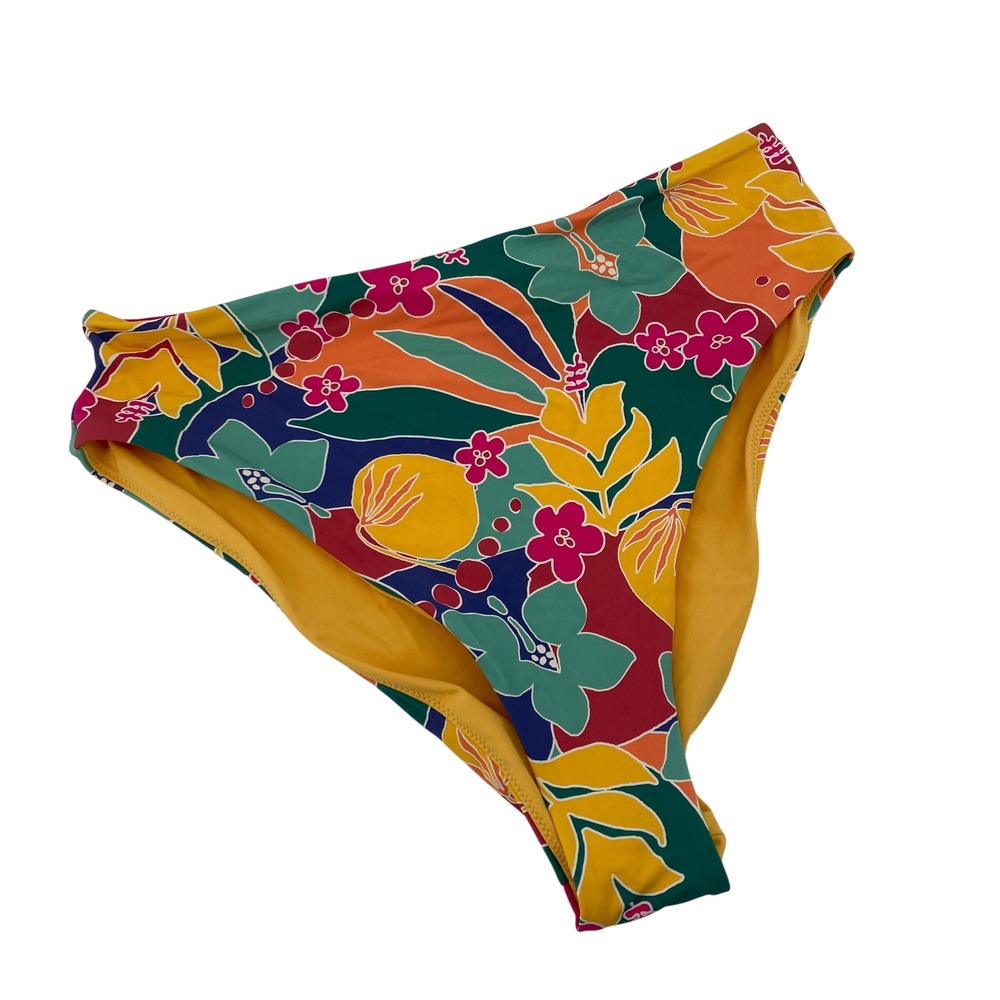 Marine Layer Bikini Bottom Womens Large Multicolor Floral High Rise Retro Swim